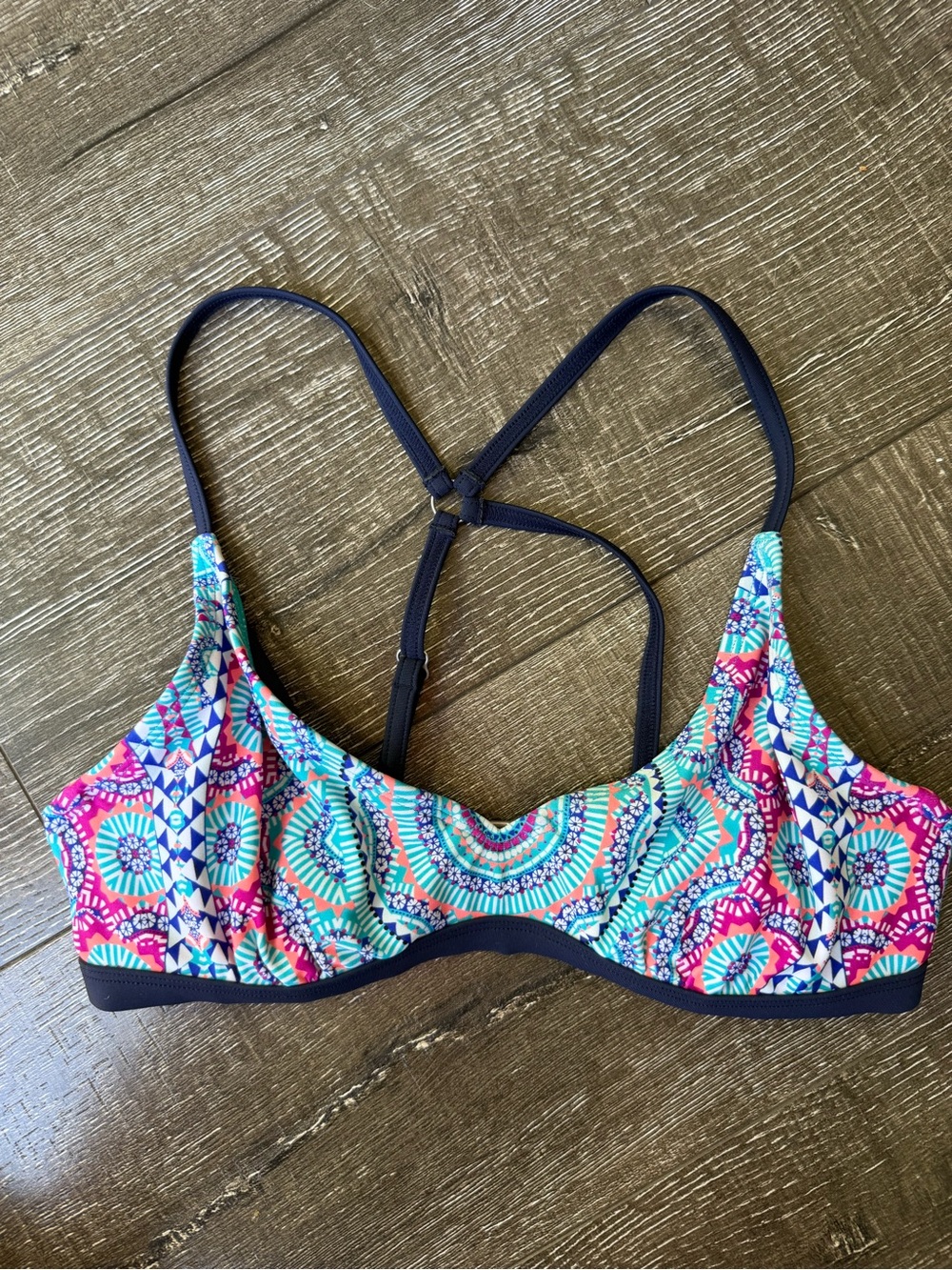 Athleta Geometric Print Bikini Top Racerback Size 32 B/C